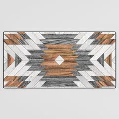 Society6 Urban Tribal No.8 Aztec Wood tapis de bureau blanc