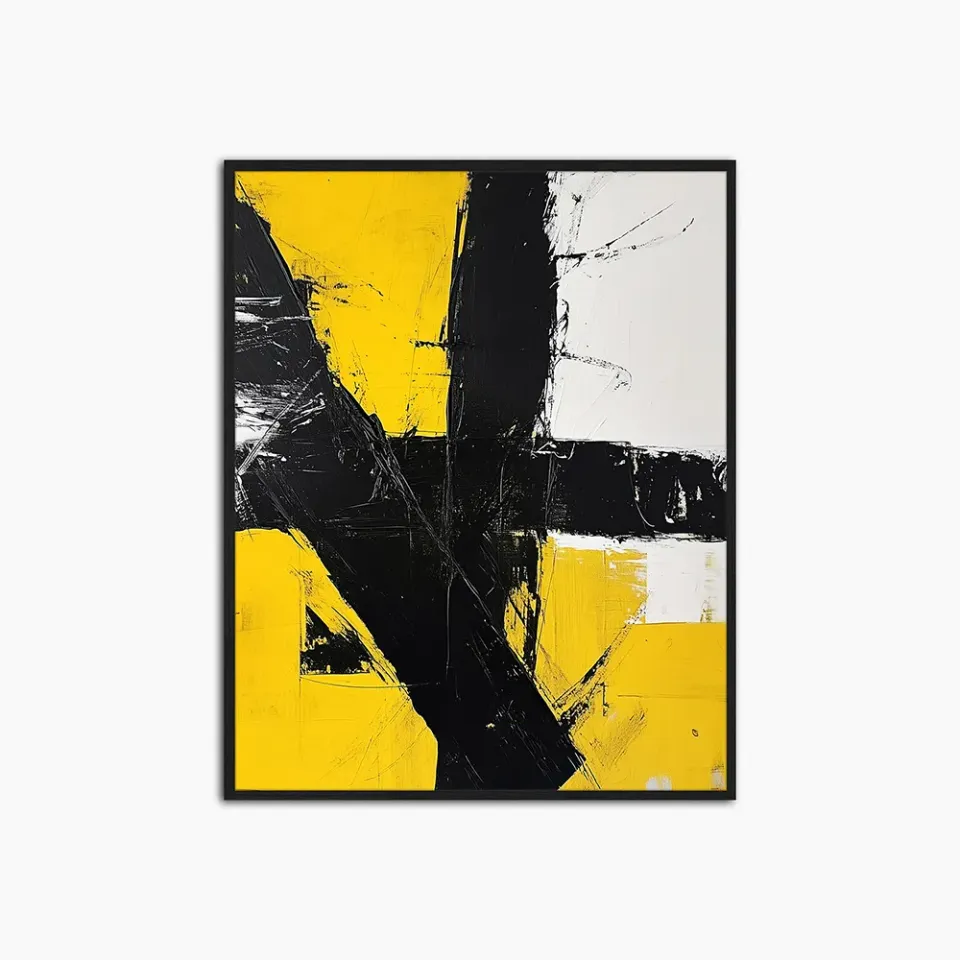 Jacob Baden Abstract Art Black White Yellow tableau abstrait