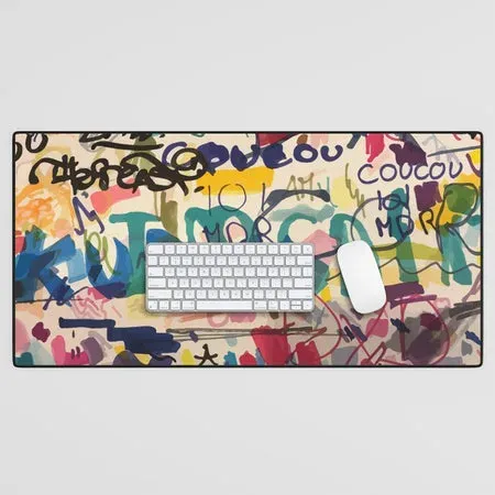 Society6 Urban Graffiti Paper Street Art tapis de bureau graffiti jaune