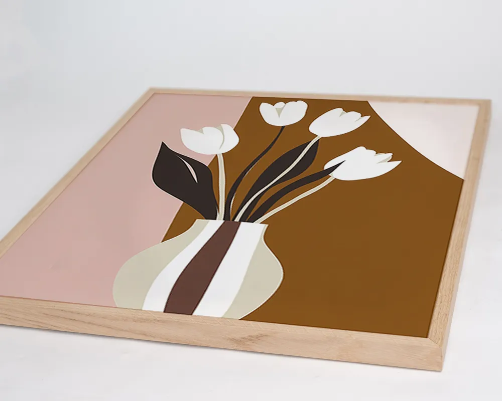 Any Image Japandi Vase & Tulips tableau encadré calme