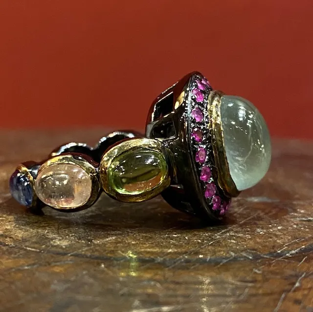 Galerie Kara bague argent rhodié multi-pierres labradorite