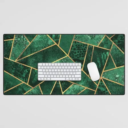 Society6 Deep Emerald tapis de bureau mosaïque dorée