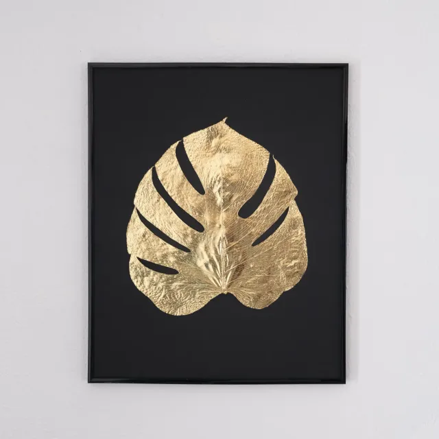 Horti Golden Monstera herbier encadré 40x50 cm doré