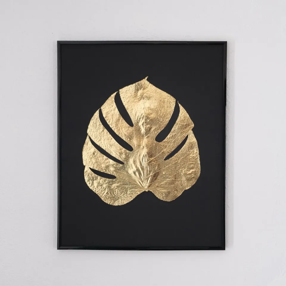 Horti Golden Monstera herbier encadré 40x50 cm doré