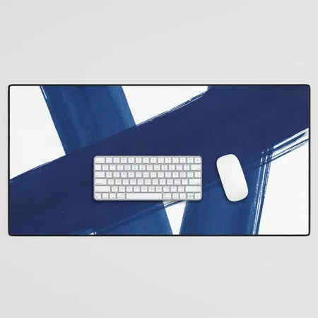 Society6 Indigo Abstract No. 4 tapis de bureau bleu marine