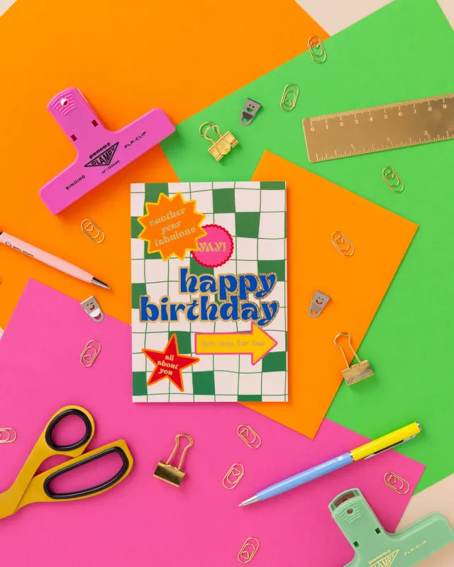 Maddison Ball A6 Happy Birthday Foil Card carte anniversaire dorée