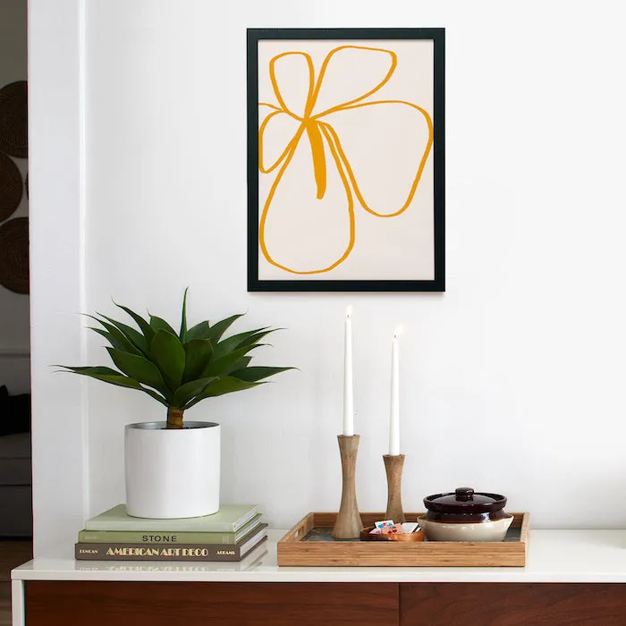 Society6 Minimal Flora 2 Yellow affiche encadrée fleur jaune