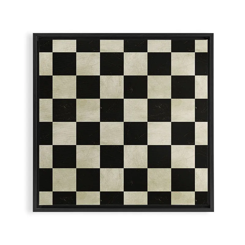 Society6 Distressed Black White Checkerboard Pattern toile encadrée