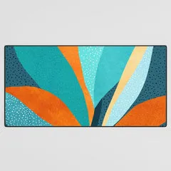 Society6 Abstract Tropical Foliage tapis de bureau feuilles turquoise