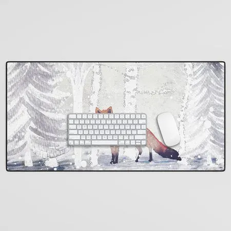 Society6 Fox Fox Fox tapis de bureau renard forêt hiver