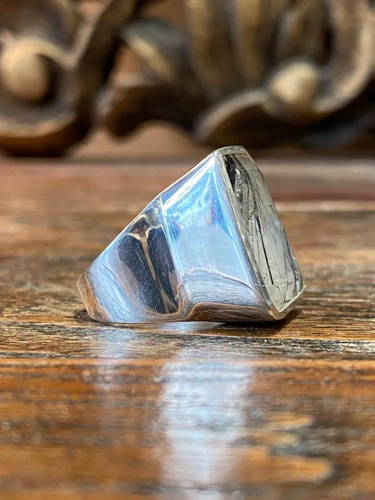 Galerie Kara bague argent quartz tourmaline noire