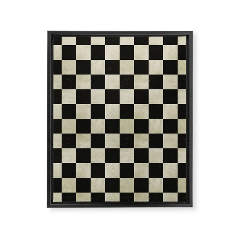 Society6 Distressed Black White Checkerboard Pattern toile encadrée