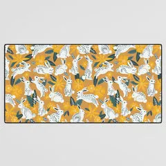 Society6 Bunnies & Blooms tapis de bureau lapins fleurs