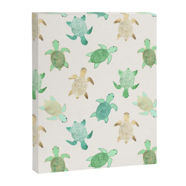 Society6 Gilded Jade & Mint Turtles toile tortues