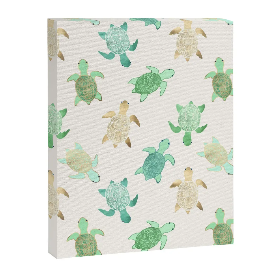Society6 Gilded Jade & Mint Turtles toile tortues