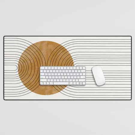 Society6 Abstract Flow tapis de bureau cercles ocre