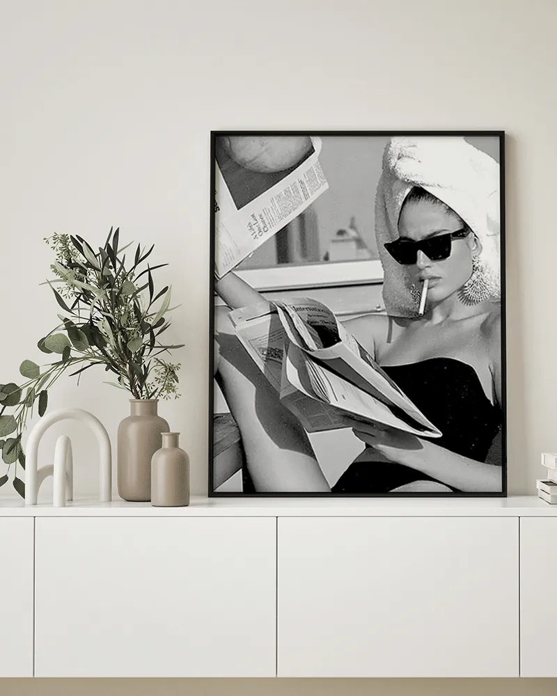 Any Image My Morning Paper B&W toile encadrée portrait