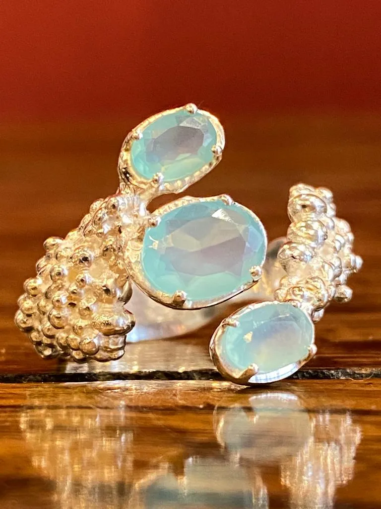 Galerie Kara bague argent calcédoine pierre douce