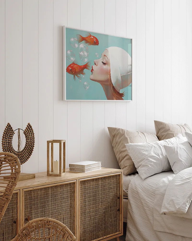 Any Image Liv Corday Bubble Fish affiche encadrée