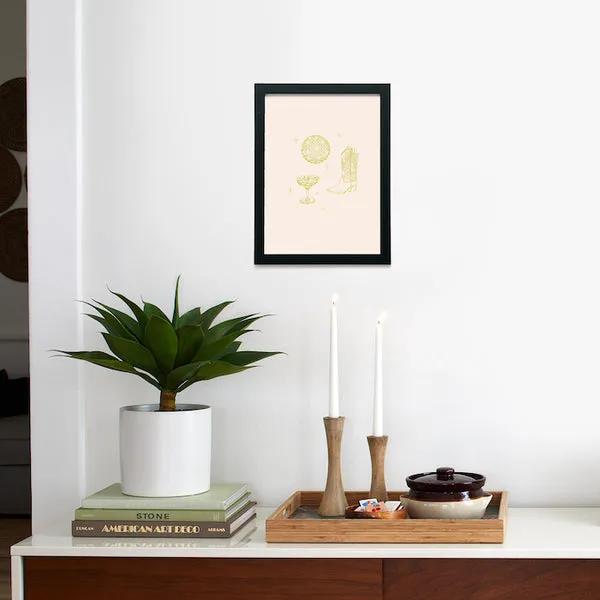 Society6 Disco Cowgirl Green affiche encadrée minimaliste