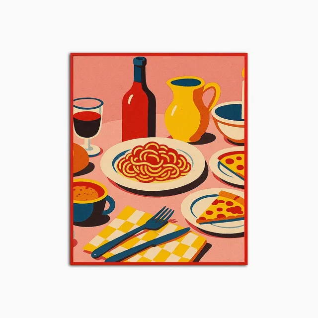 Any Image Liv Corday Pasta & Wine Lover affiche encadrée rouge