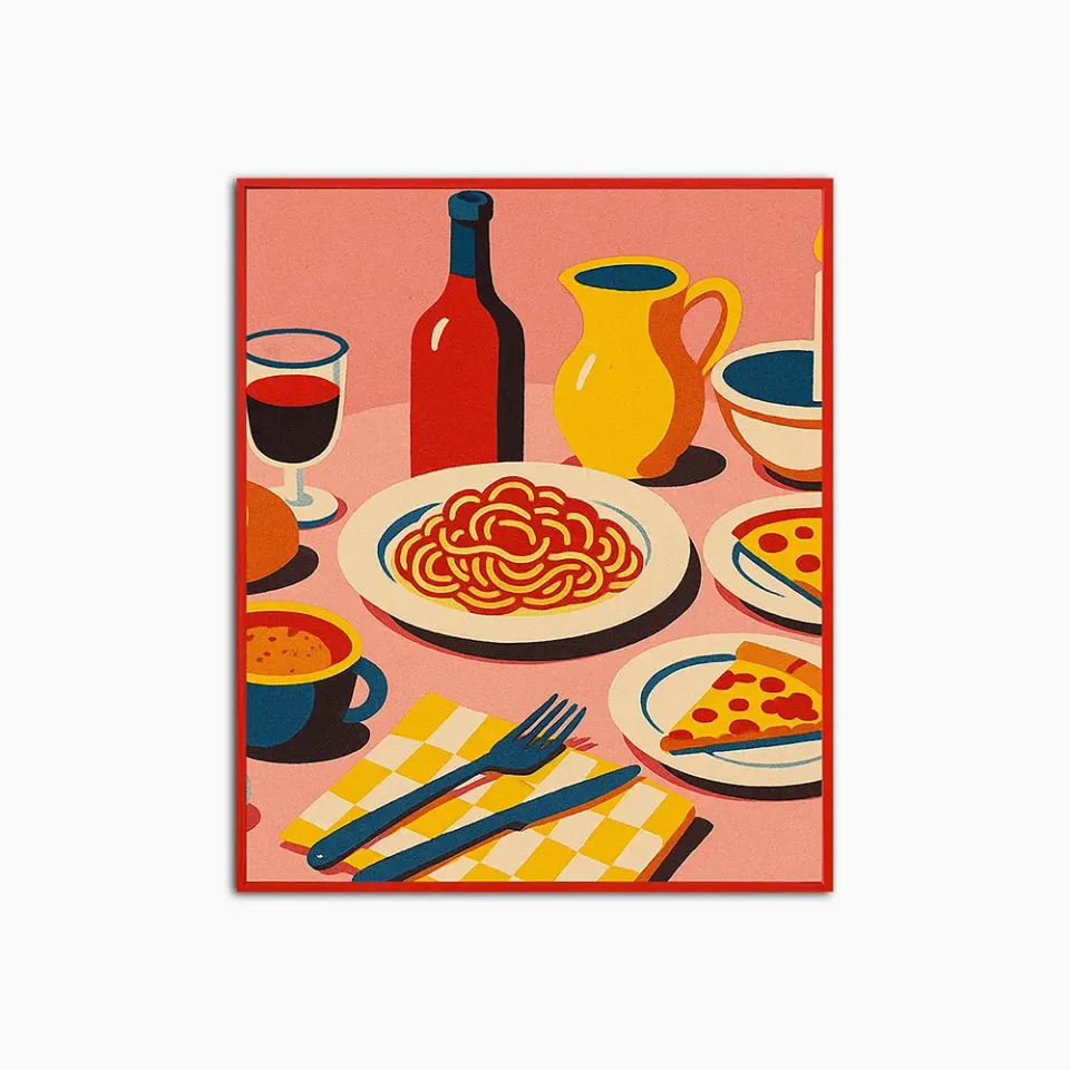 Any Image Liv Corday Pasta & Wine Lover affiche encadrée rouge