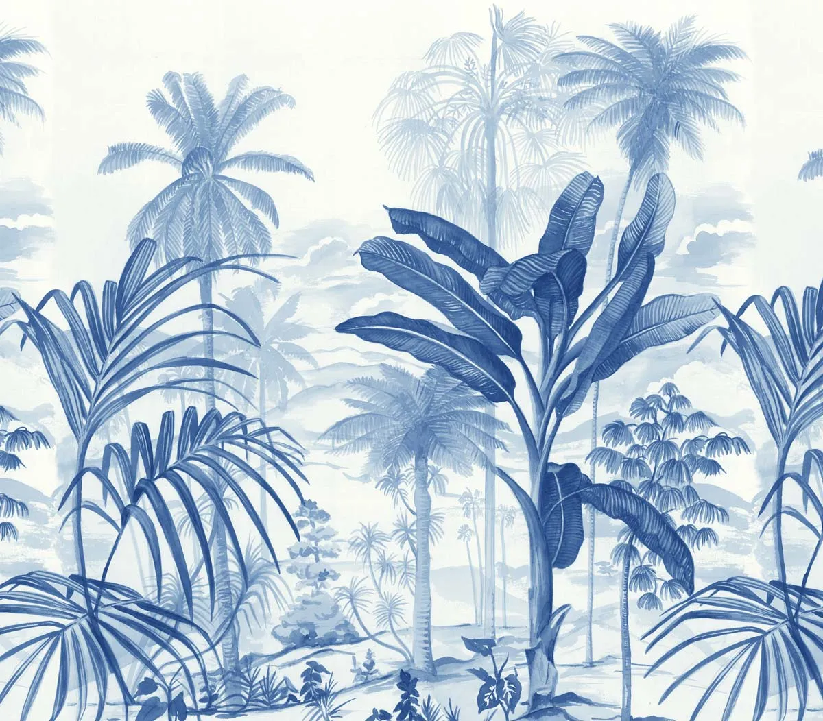 Mademoiselle Tiss Jardin Tropical Bleu tête de lit tissu
