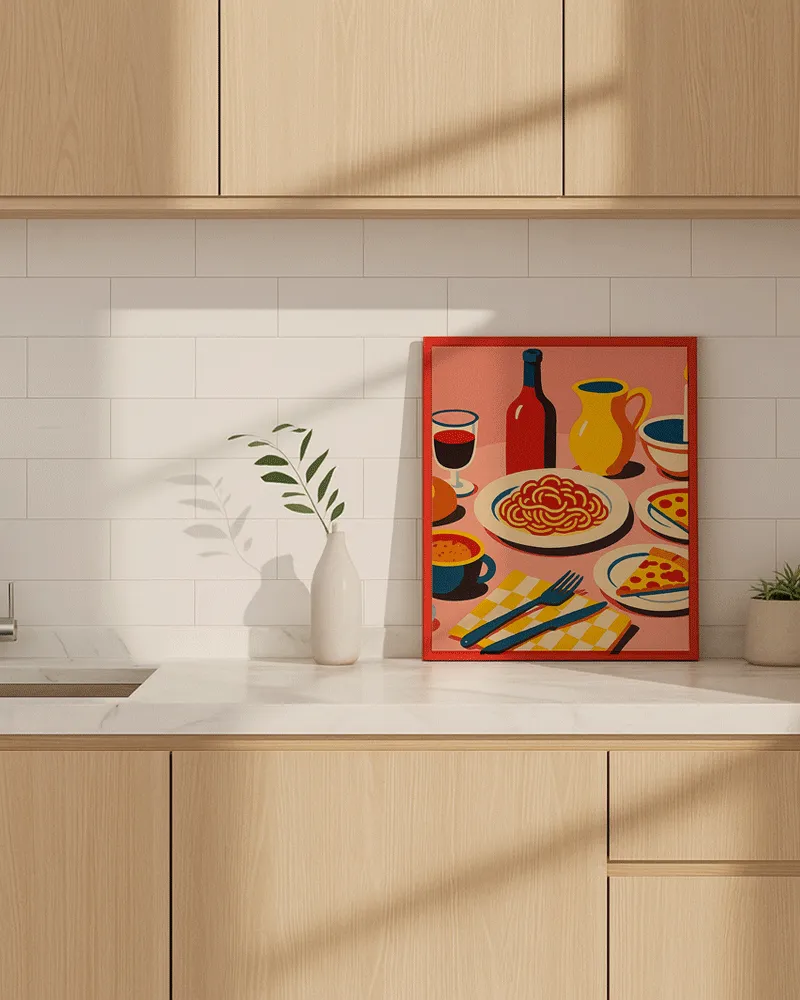 Any Image Liv Corday Pasta & Wine Lover affiche encadrée rouge