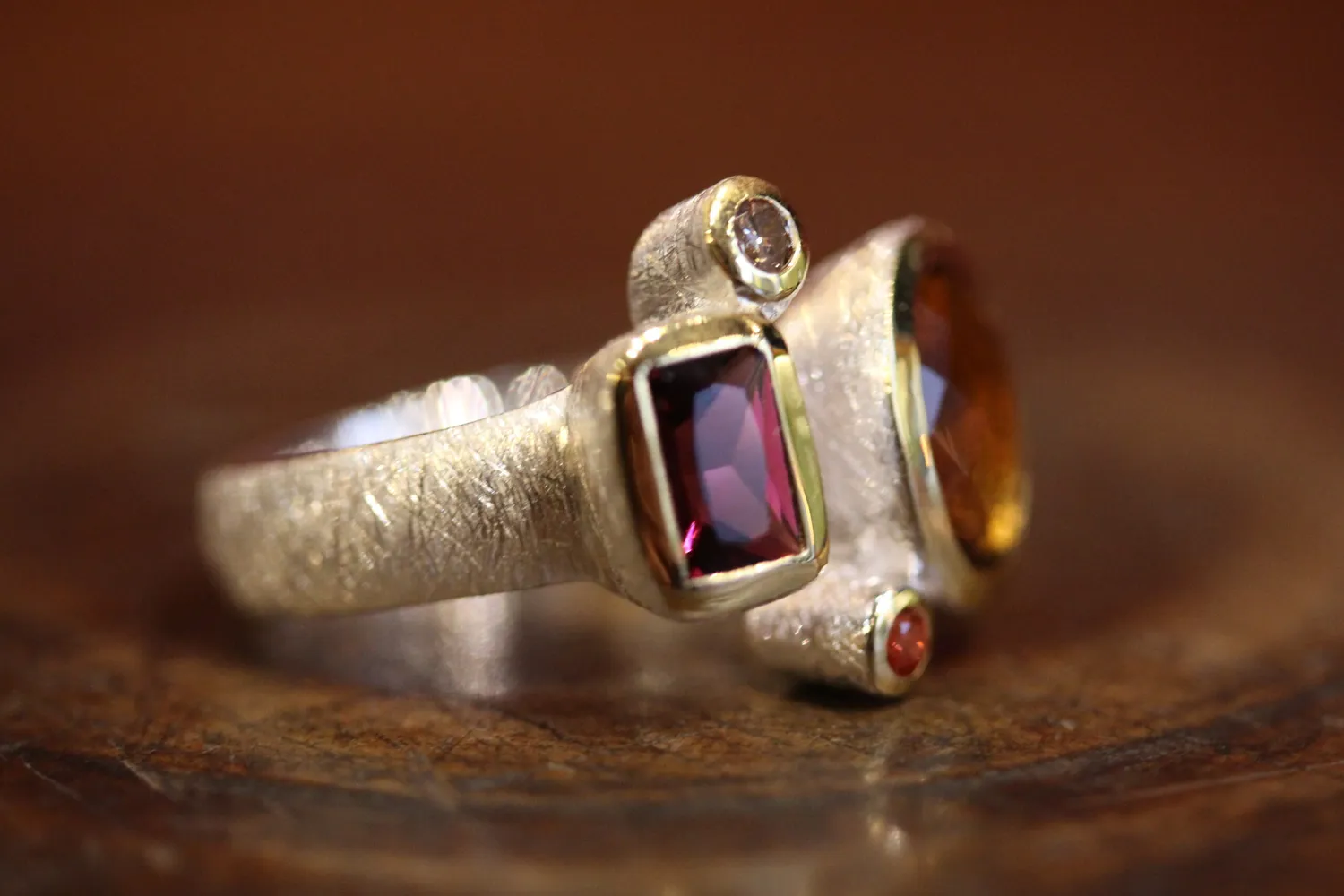 Galerie Kara bague argent vermeil citrine saphir diamant