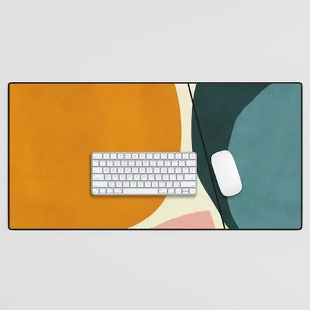 Society6 Formes Abstraites tapis de bureau grand ocre sarcelle