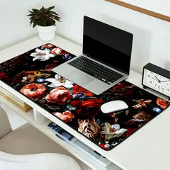 Society6 Night Garden XXXVIII tapis de bureau fleurs fond noir