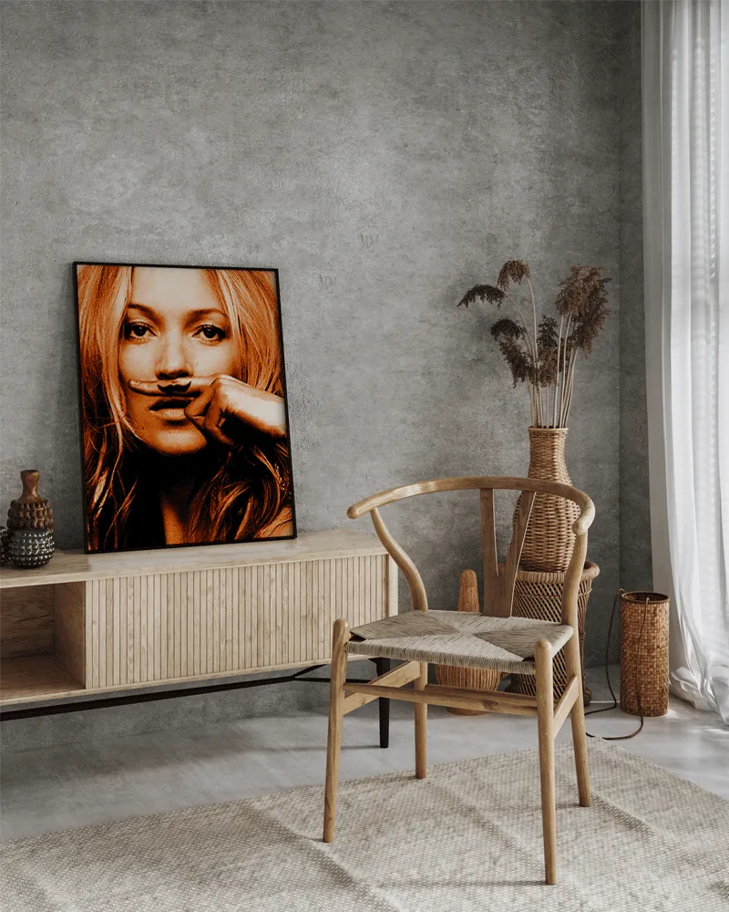 Any Image Kate Moss in Warm Orange toile encadrée