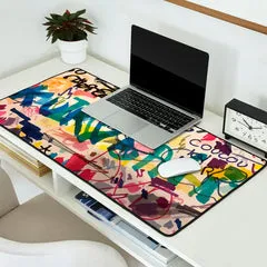 Society6 Urban Graffiti Paper Street Art tapis de bureau graffiti jaune