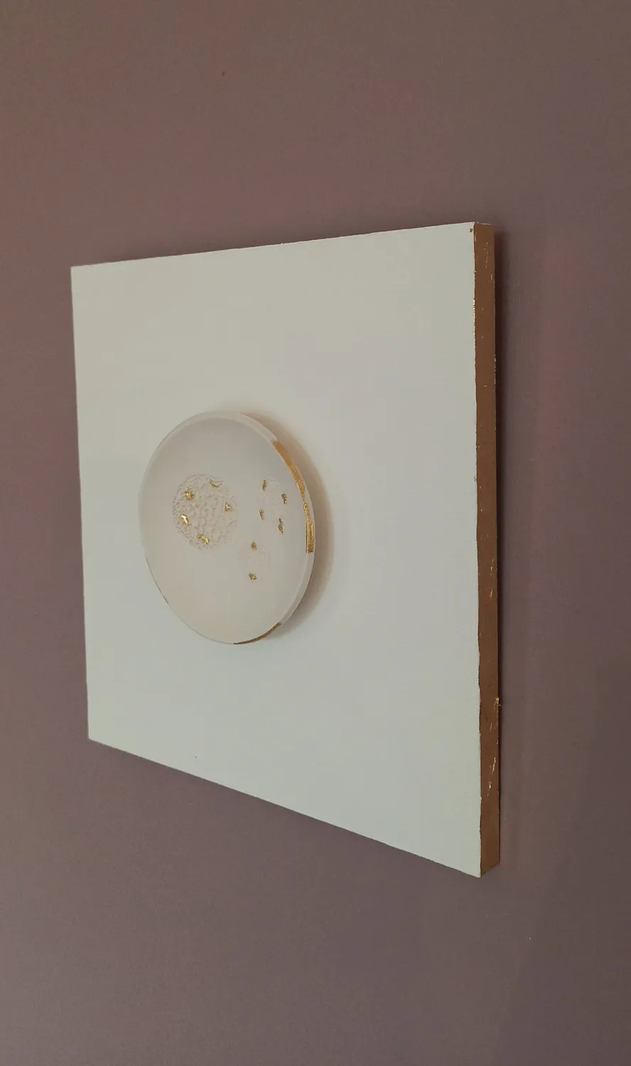 Sandrine Ramona Cosmos 3 tableau porcelaine feuille d'or