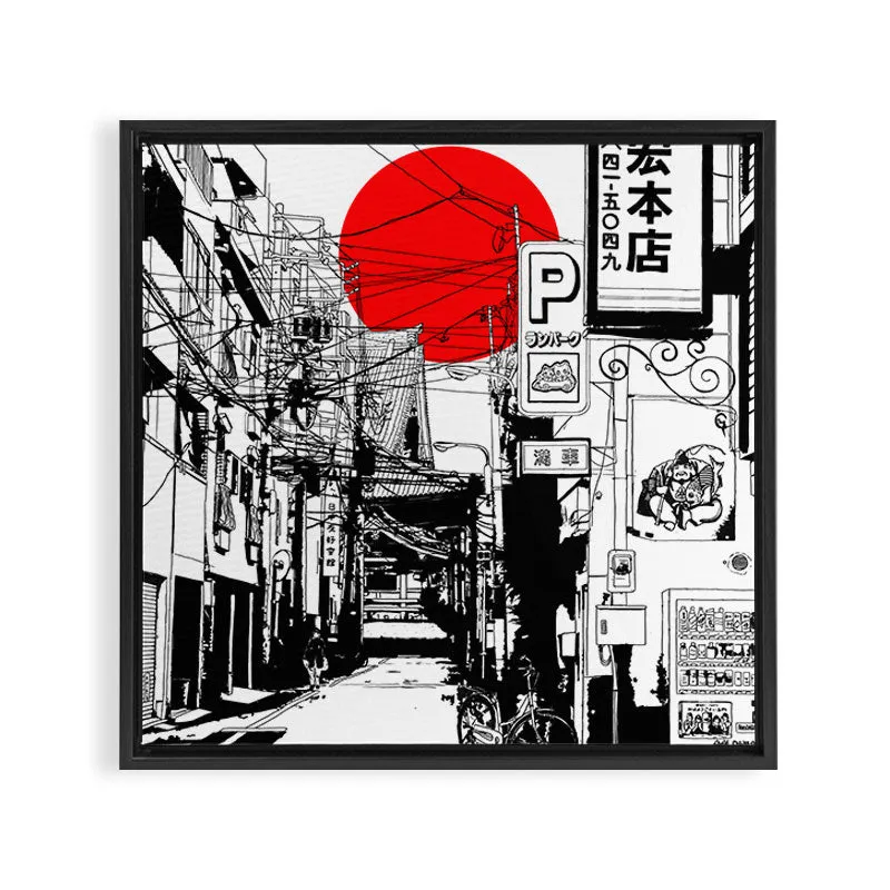 Society6 Tokyo street sunrise toile encadrée urbaine
