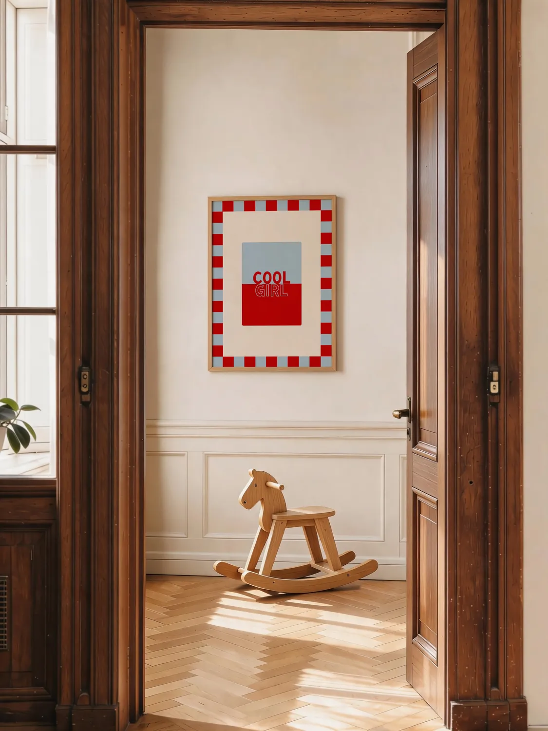 Maddison Ball Cool Girl in Baby Blue & Crimson affiche tirage mat