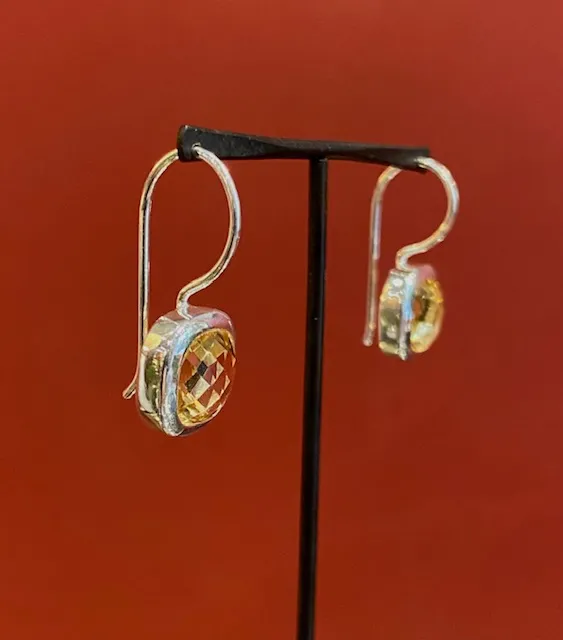 Galerie Kara boucles d’oreilles citrine argent pierre jaune