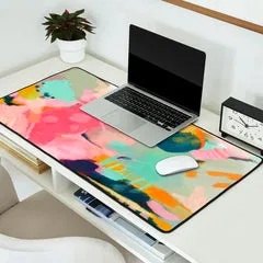 Society6 Spring Moon Earth Garden tapis de bureau jardin corail