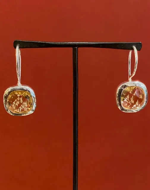Galerie Kara boucles d’oreilles citrine argent pierre jaune