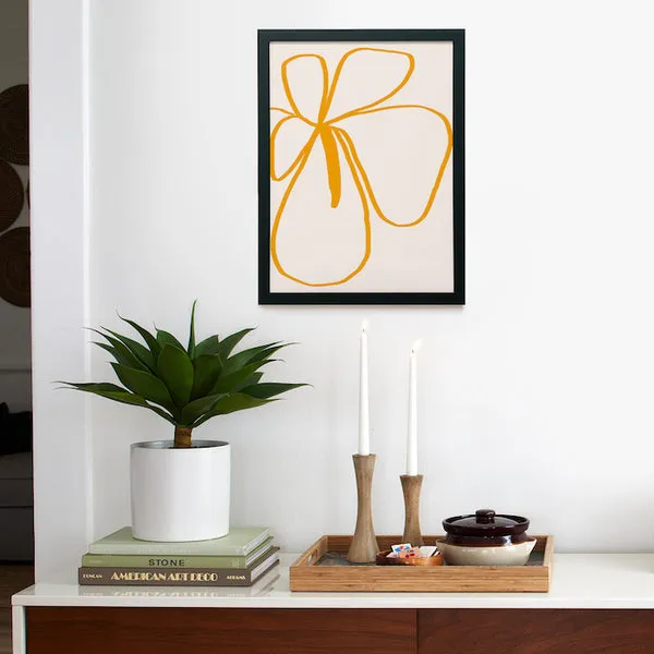 Society6 Minimal Flora 2 Yellow affiche encadrée fleur jaune