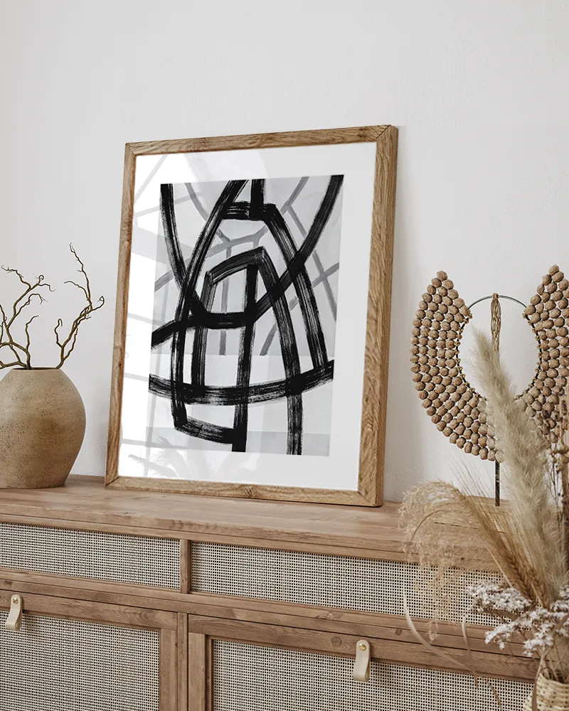Any Image Liv Corday Abstract Black Lines affiche encadrée