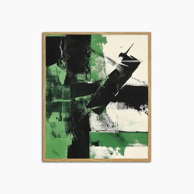 Any Image Liv Corday Green & Black Abstract Art affiche encadrée
