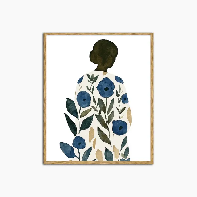Any Image Minimalist Blue Flowers toile encadrée fleurs bleues