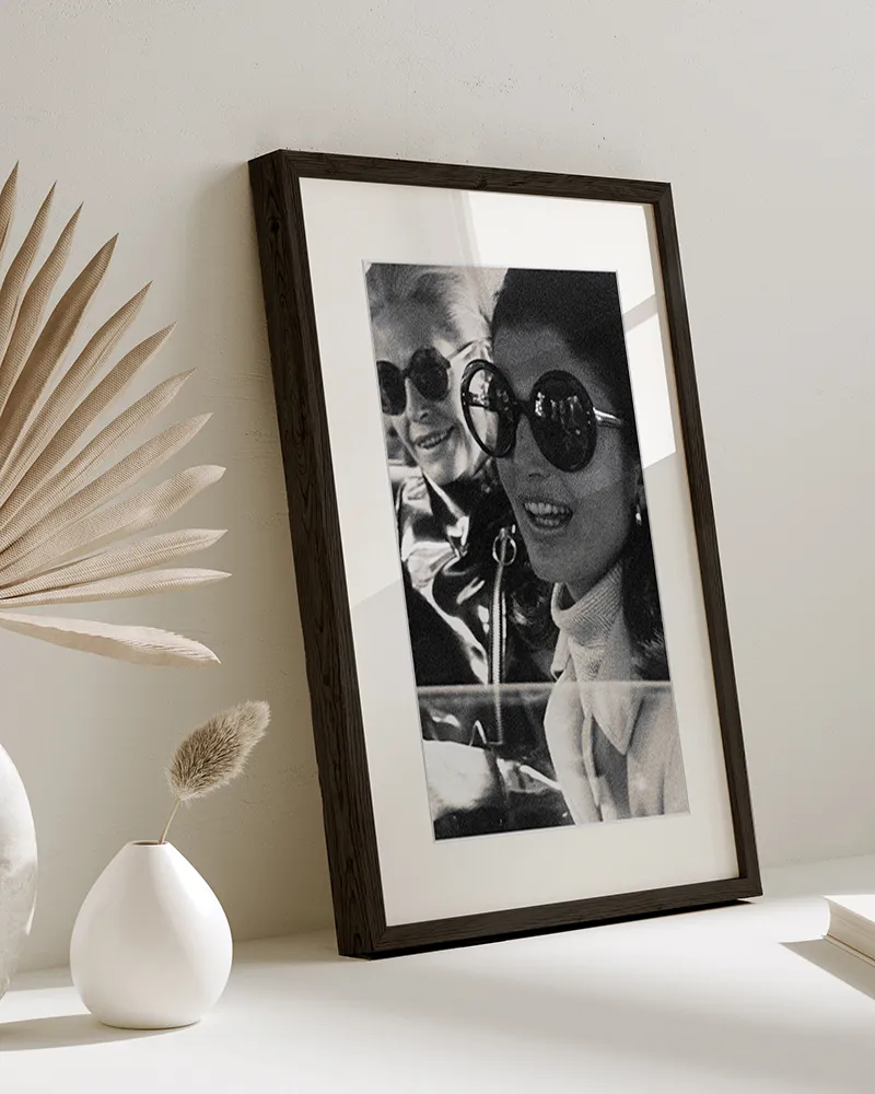 Any Image Jackie with Sunglasses photo encadrée noir et blanc
