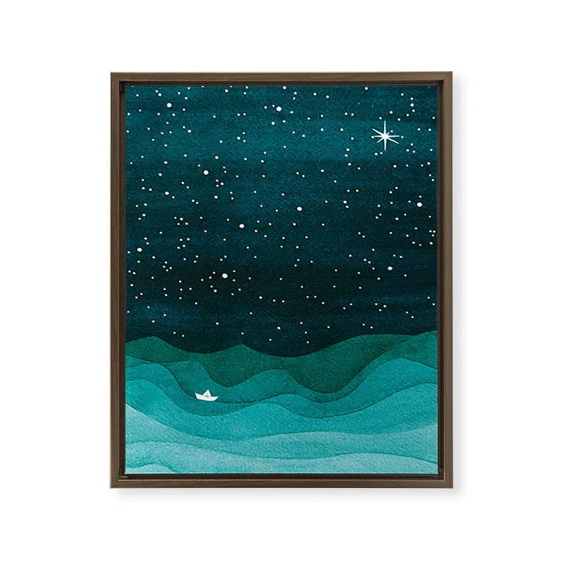 Society6 Starry Ocean toile encadrée mer nuit étoilée