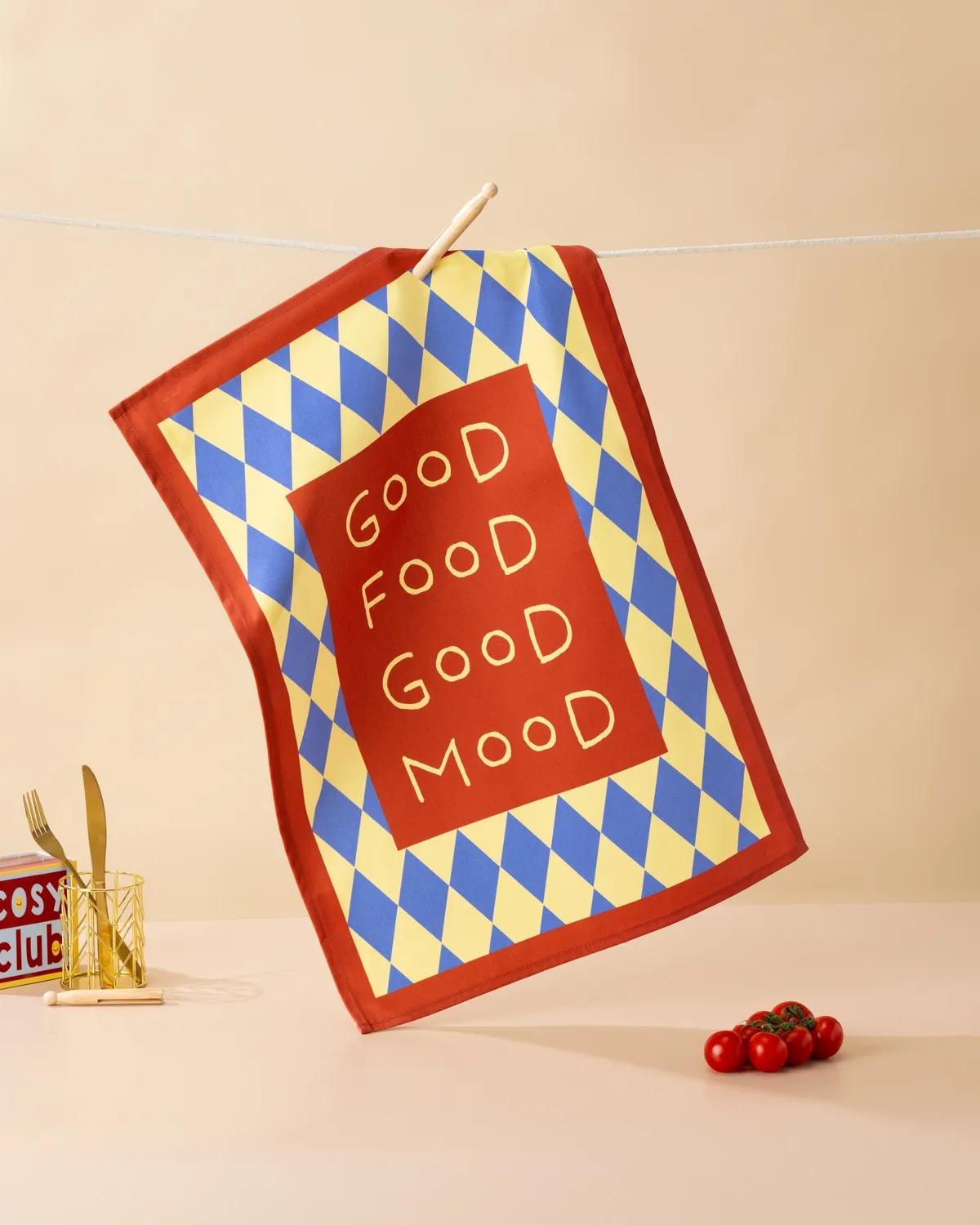 Maddison Ball Good Food Good Mood torchon 68x45 cm coton