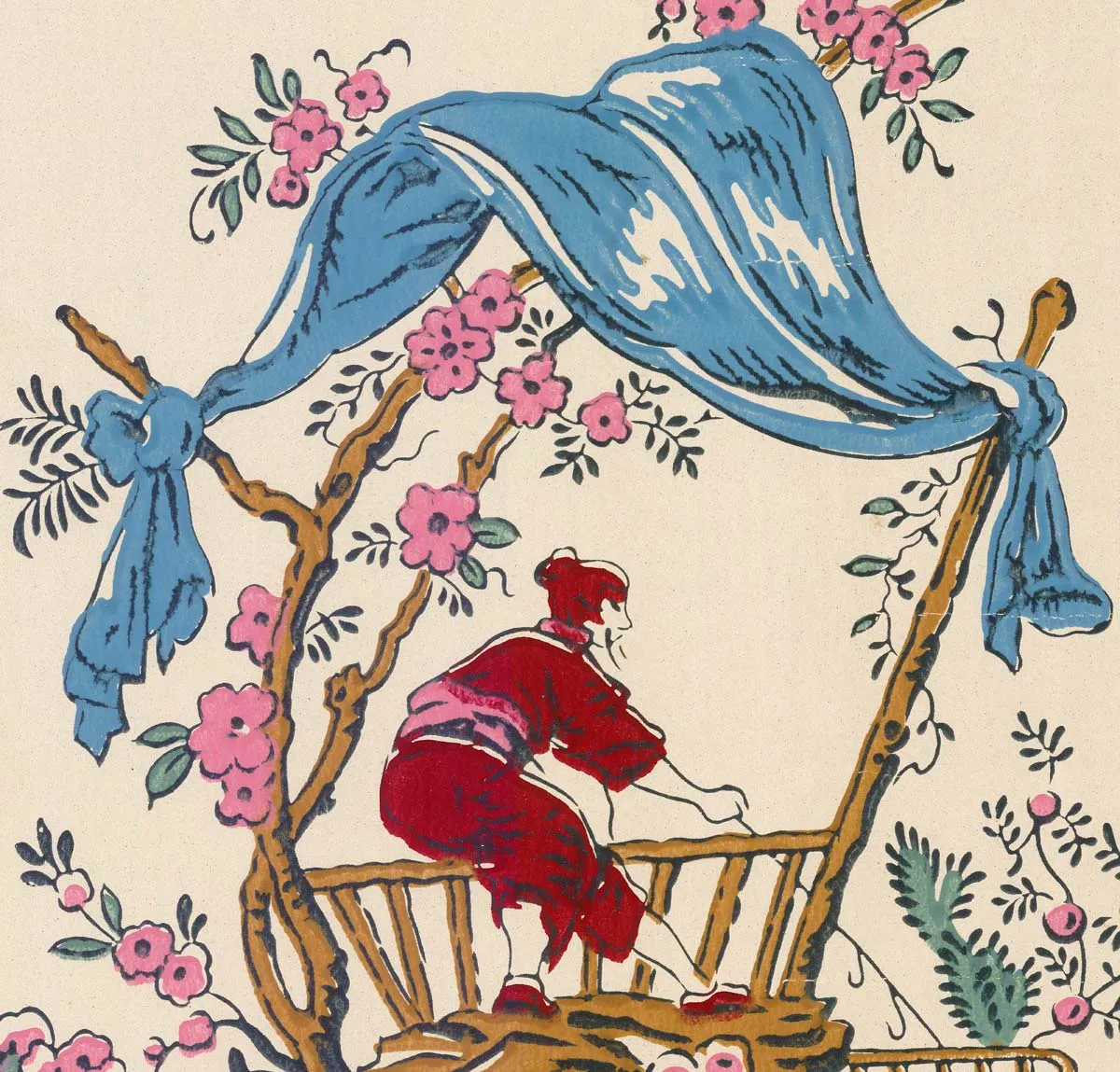 Mademoiselle Tiss Chinoiseries tête de lit tissu imprimé
