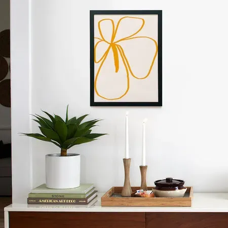 Society6 Minimal Flora 2 Yellow affiche encadrée fleur jaune