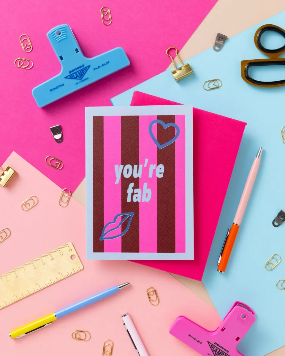 Maddison Ball You're Fab Stripe carte A6 foil