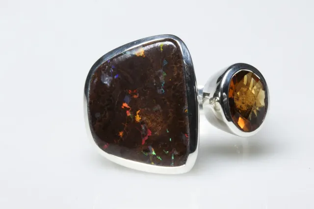 Galerie Kara bague argent opale boulder citrine